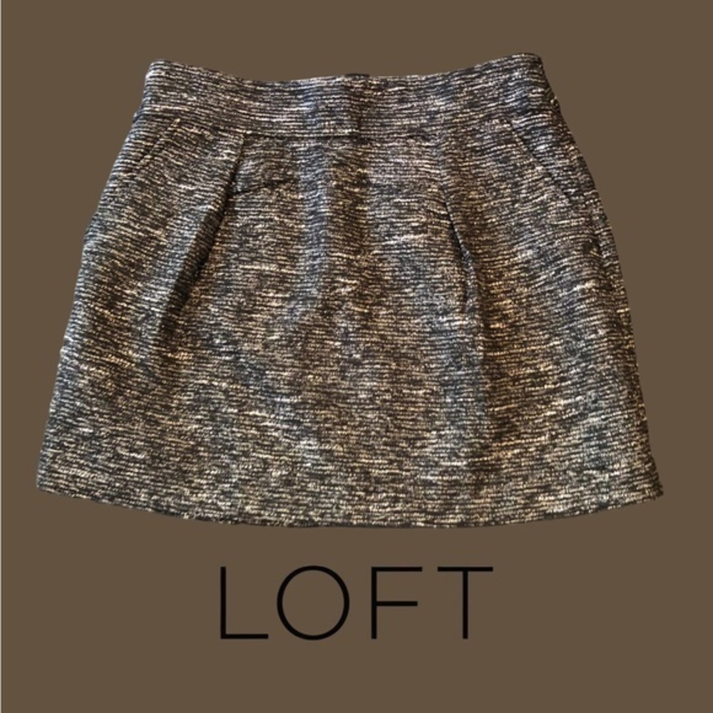 LOFT Tweed Shimmer Pleated Skirt Size 8P